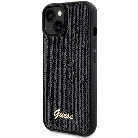 Etui Guess Sequin Script Metal na iPhone 14 / 15 / 13 - czarne