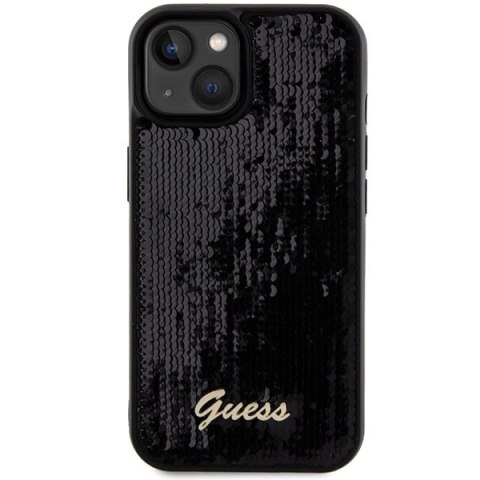 Etui Guess Sequin Script Metal na iPhone 14 / 15 / 13 - czarne