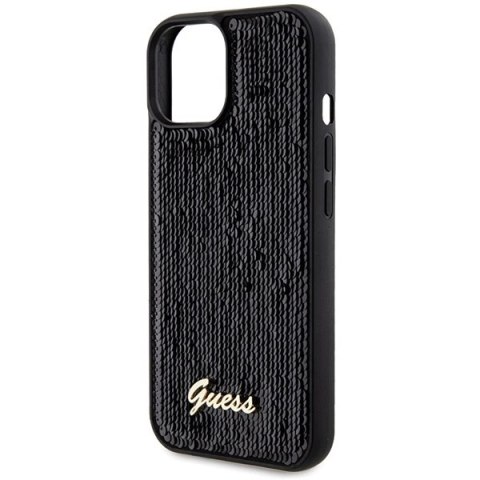 Etui Guess Sequin Script Metal na iPhone 14 / 15 / 13 - czarne