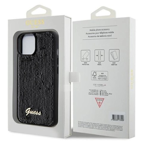 Etui Guess Sequin Script Metal na iPhone 14 / 15 / 13 - czarne