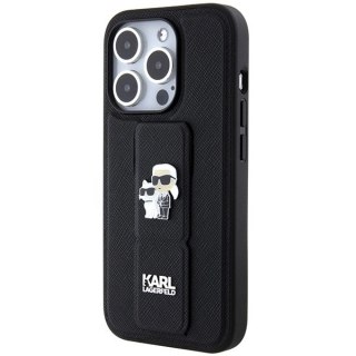 Etui Karl Lagerfeld Gripstand Saffiano Karl&Choupette Pins na iPhone 13 Pro / 13 - czarne