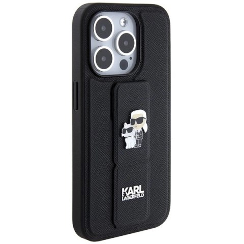 Etui Karl Lagerfeld Gripstand Saffiano Karl&Choupette Pins na iPhone 13 Pro / 13 - czarne Etui Karl Lagerfeld Gripstand Saffiano Karl&Choupette Pins na iPhone 13 Pro / 13 - czarne