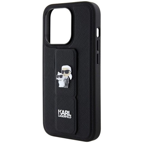 Etui Karl Lagerfeld Gripstand Saffiano Karl&Choupette Pins na iPhone 13 Pro / 13 - czarne Etui Karl Lagerfeld Gripstand Saffiano Karl&Choupette Pins na iPhone 13 Pro / 13 - czarne