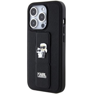 Etui Karl Lagerfeld Gripstand Saffiano Karl&Choupette Pins na iPhone 14 Pro Max - czarne
