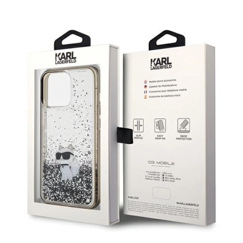 Etui Karl Lagerfeld Liquid Glitter Choupette na iPhone 13 Pro / 13 - przezroczyste
