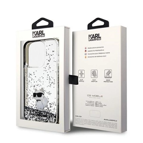 Etui Karl Lagerfeld Liquid Glitter Choupette na iPhone 14 Pro - przezroczyste Etui Karl Lagerfeld Liquid Glitter Choupette na iPhone 14 Pro - przezroczyste