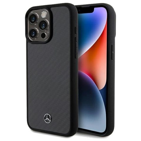 Etui Mercedes Carbon Fiber Dynamic na iPhone 15 Pro Max - czarne Etui Mercedes Carbon Fiber Dynamic na iPhone 15 Pro Max - czarne