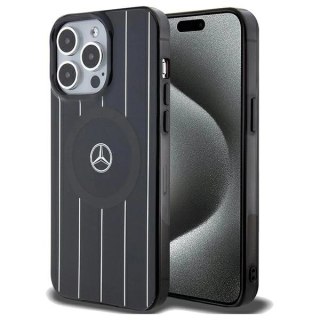 Etui Mercedes Double Layer Crossed Lines MagSafe na iPhone 15 Pro Max - czarne