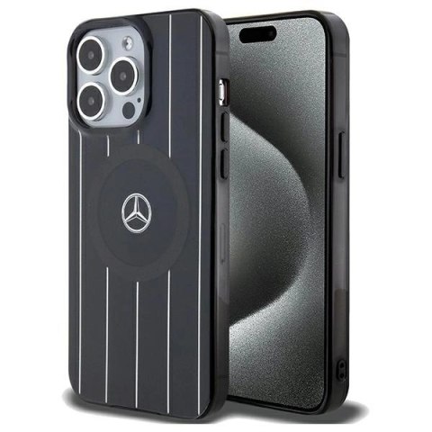 Etui Mercedes Double Layer Crossed Lines MagSafe na iPhone 15 Pro Max - czarne Etui Mercedes Double Layer Crossed Lines MagSafe na iPhone 15 Pro Max - czarne