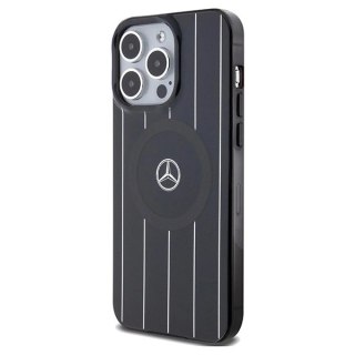 Etui Mercedes Double Layer Crossed Lines MagSafe na iPhone 15 Pro - czarne