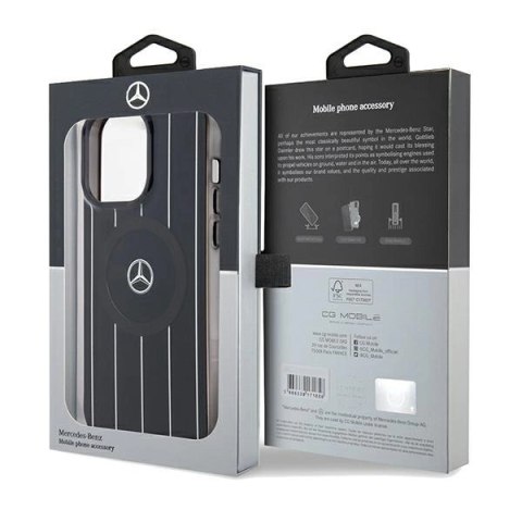 Etui Mercedes Double Layer Crossed Lines MagSafe na iPhone 15 Pro - czarne Etui Mercedes Double Layer Crossed Lines MagSafe na iPhone 15 Pro - czarne