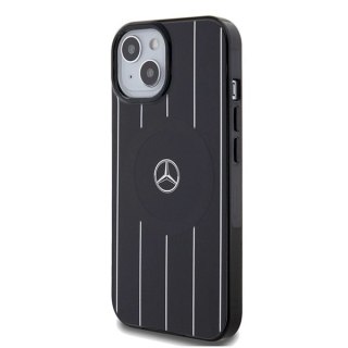 Etui Mercedes Double Layer Crossed Lines MagSafe na iPhone 15 - czarne