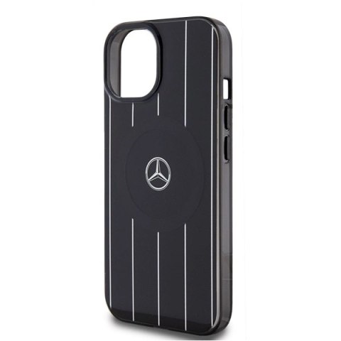 Etui Mercedes Double Layer Crossed Lines MagSafe na iPhone 15 - czarne Etui Mercedes Double Layer Crossed Lines MagSafe na iPhone 15 - czarne