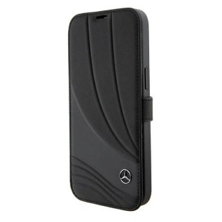 Etui Mercedes Leather Wave Patern na iPhone 15 Pro - czarne