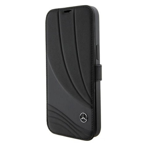 Etui Mercedes Leather Wave Patern na iPhone 15 Pro - czarne