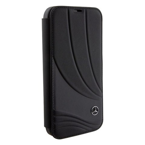 Etui Mercedes Leather Wave Patern na iPhone 15 Pro - czarne