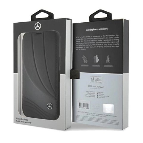 Etui Mercedes Leather Wave Patern na iPhone 15 Pro - czarne