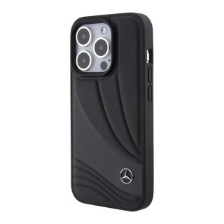 Etui Mercedes Leather Wave Patern na iPhone 15 Pro - czarne