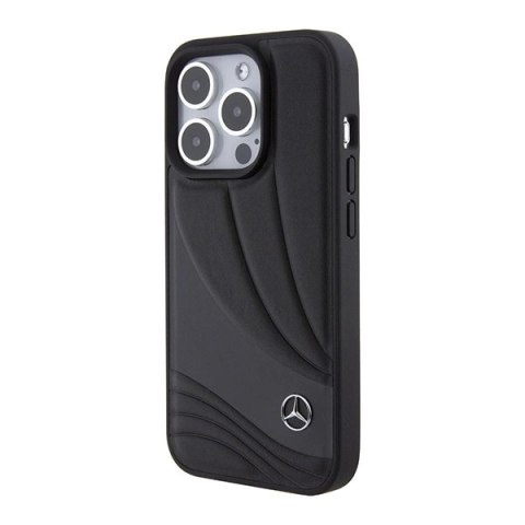 Etui Mercedes Leather Wave Patern na iPhone 15 Pro - czarne