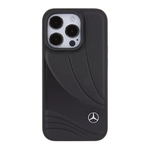 Etui Mercedes Leather Wave Patern na iPhone 15 Pro - czarne