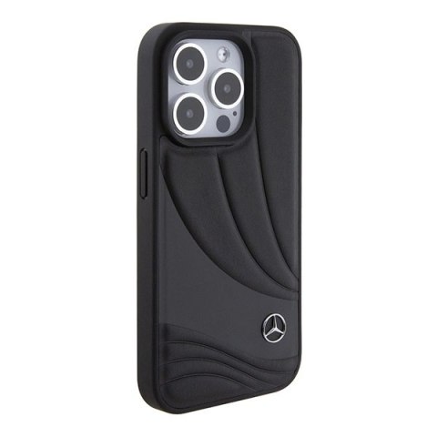 Etui Mercedes Leather Wave Patern na iPhone 15 Pro - czarne