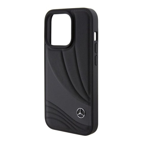Etui Mercedes Leather Wave Patern na iPhone 15 Pro - czarne