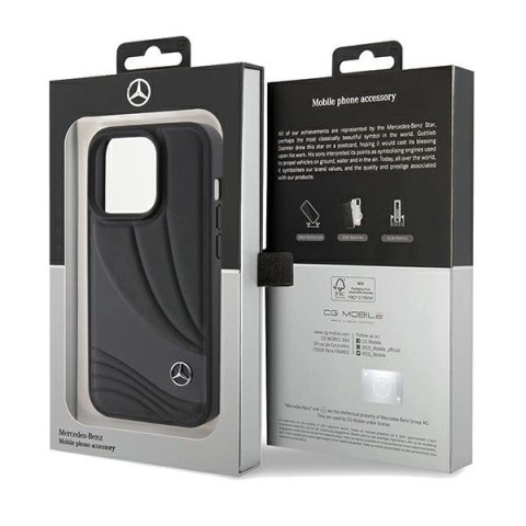 Etui Mercedes Leather Wave Patern na iPhone 15 Pro - czarne