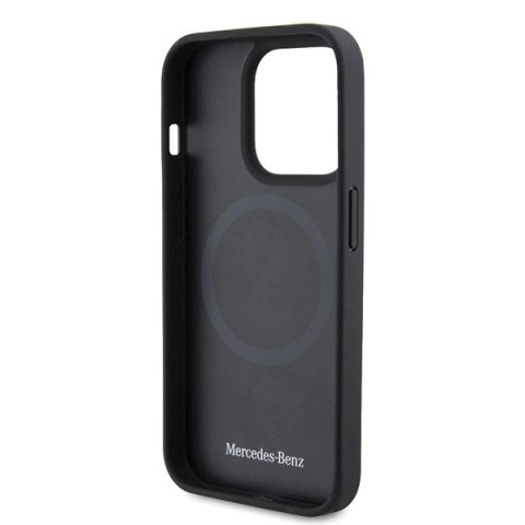 Etui Mercedes Leather&Alu MagSafe na iPhone 15 Pro - srebrne