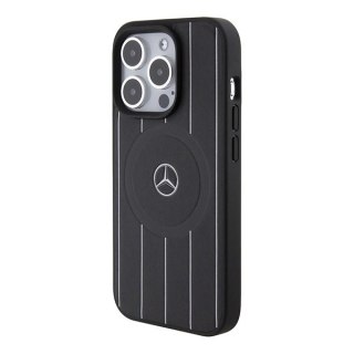 Etui Mercedes Stripes Pattern Leather MagSafe na iPhone 15 Pro Max - czarne