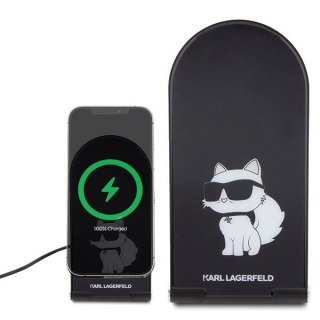 Ładowarka Karl Lagerfeld Choupette MagSafe indukcyjna 15W składana 2w1 - czarna