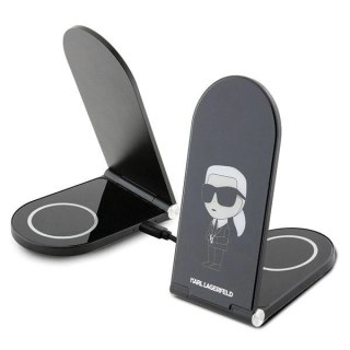 Ładowarka Karl Lagerfeld Ikonik MagSafe indukcyjna 15W składana 2w1 - czarna