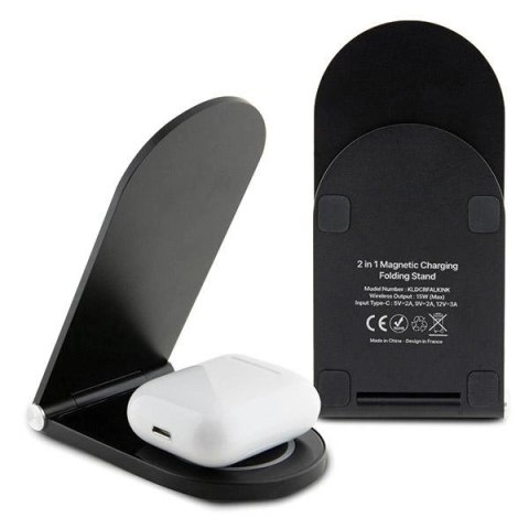Ładowarka Karl Lagerfeld Ikonik MagSafe indukcyjna 15W składana 2w1 - czarna Ładowarka Karl Lagerfeld Ikonik MagSafe indukcyjna 15W składana 2w1 - czarna