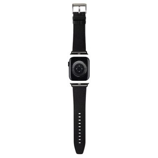Pasek Karl Lagerfeld Saffiano Monogram na Apple Watch 38/40/41mm - czarny