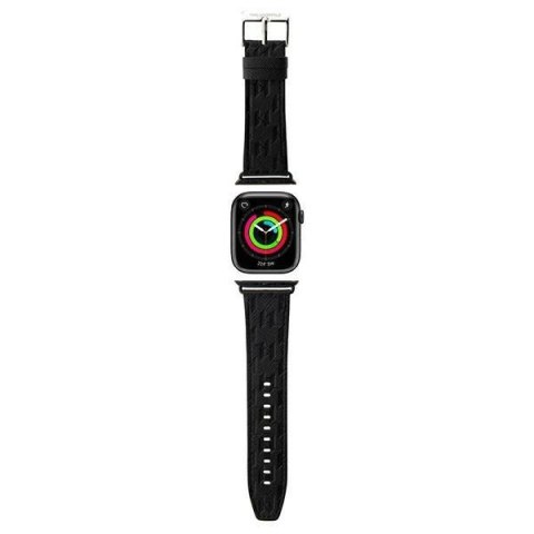 Pasek Karl Lagerfeld Saffiano Monogram na Apple Watch 42/44/45/49mm - czarny Pasek Karl Lagerfeld Saffiano Monogram na Apple Watch 42/44/45/49mm - czarny