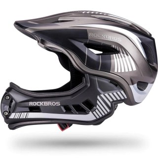 Kask rowerowy Rockbros TT-32SBTG-M dziecięcy z odpinaną szczęką rozmiar M - szary