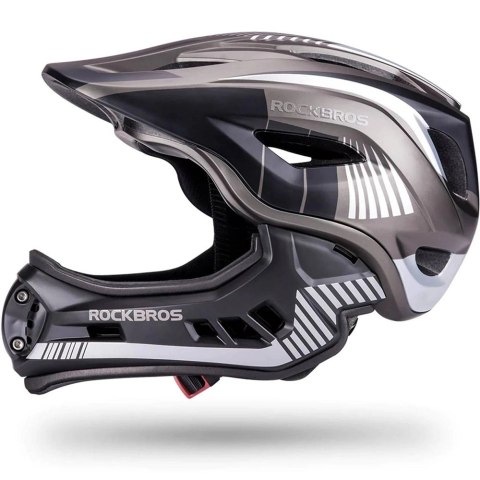 Kask rowerowy Rockbros TT-32SBTG-S dziecięcy z odpinaną szczęką rozmiar S - szary Kask rowerowy Rockbros TT-32SBTG-S dziecięcy z odpinaną szczęką rozmiar S - szary