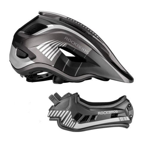 Kask rowerowy Rockbros TT-32SBTG-S dziecięcy z odpinaną szczęką rozmiar S - szary Kask rowerowy Rockbros TT-32SBTG-S dziecięcy z odpinaną szczęką rozmiar S - szary