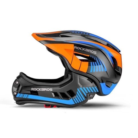 Kask rowerowy Rockbros TT-32SOBL-M dziecięcy z odpinaną szczęką rozmiar M - czarno-pomarańczowy Kask rowerowy Rockbros TT-32SOBL-M dziecięcy z odpinaną szczęką rozmiar M - czarno-pomarańczowy