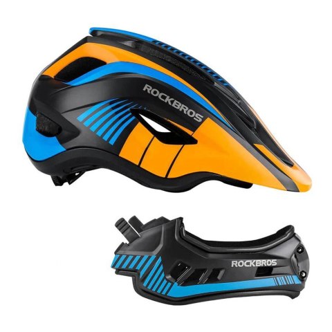 Kask rowerowy Rockbros TT-32SOBL-M dziecięcy z odpinaną szczęką rozmiar M - czarno-pomarańczowy Kask rowerowy Rockbros TT-32SOBL-M dziecięcy z odpinaną szczęką rozmiar M - czarno-pomarańczowy