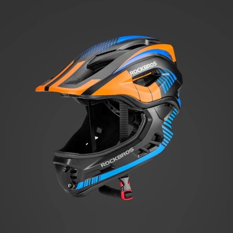 Kask rowerowy Rockbros TT-32SOBL-M dziecięcy z odpinaną szczęką rozmiar M - czarno-pomarańczowy Kask rowerowy Rockbros TT-32SOBL-M dziecięcy z odpinaną szczęką rozmiar M - czarno-pomarańczowy