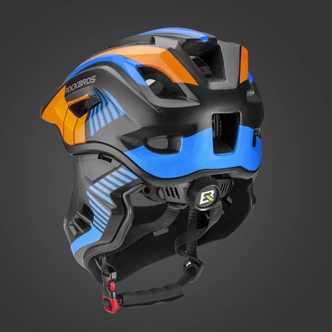 Kask rowerowy Rockbros TT-32SOBL-M dziecięcy z odpinaną szczęką rozmiar M - czarno-pomarańczowy Kask rowerowy Rockbros TT-32SOBL-M dziecięcy z odpinaną szczęką rozmiar M - czarno-pomarańczowy