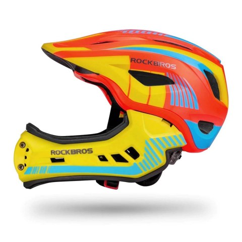 Kask rowerowy Rockbros TT-32SOYB-M dziecięcy z odpinaną szczęką rozmiar M - żółto-pomarańczowy Kask rowerowy Rockbros TT-32SOYB-M dziecięcy z odpinaną szczęką rozmiar M - żółto-pomarańczowy
