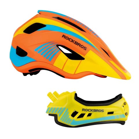 Kask rowerowy Rockbros TT-32SOYB-S dziecięcy z odpinaną szczęką rozmiar S - żółto-pomarańczowy Kask rowerowy Rockbros TT-32SOYB-S dziecięcy z odpinaną szczęką rozmiar S - żółto-pomarańczowy