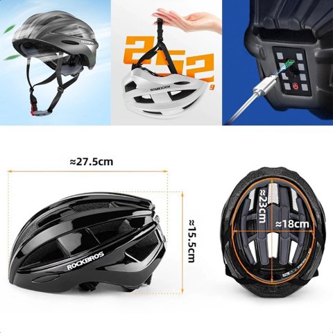 Kask rowerowy Rockbros ZK-013TI rozmiar uniwersalny 55-60cm - szary