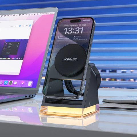 Ładowarka indukcyjna 3w1 Acefast E17 MagSafe + kabel USB-A USB-C - czarna Ładowarka indukcyjna 3w1 Acefast E17 MagSafe + kabel USB-A USB-C - czarna