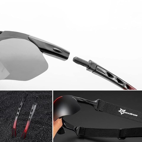 Okulary rowerowe Rockbros 10143 fotochromowe UV400 - czarne Okulary rowerowe Rockbros 10143 fotochromowe UV400 - czarne