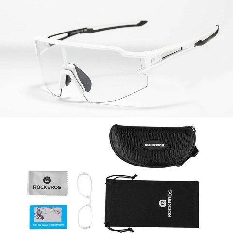 Okulary rowerowe Rockbros 10172 fotochromowe UV400 - białe Okulary rowerowe Rockbros 10172 fotochromowe UV400 - białe