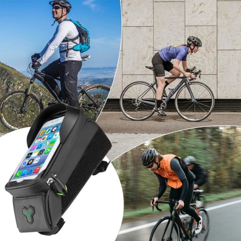 Sakwa rowerowa Rockbros 029-1BK na ramę z pokrowcem na telefon - czarna Sakwa rowerowa Rockbros 029-1BK na ramę z pokrowcem na telefon - czarna