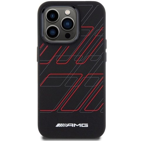 Etui AMG Silicone Large Rhombuses Pattern MagSafe na iPhone 15 Pro - czarne Etui AMG Silicone Large Rhombuses Pattern MagSafe na iPhone 15 Pro - czarne