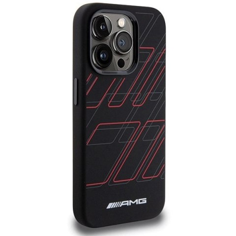 Etui AMG Silicone Large Rhombuses Pattern MagSafe na iPhone 15 Pro - czarne Etui AMG Silicone Large Rhombuses Pattern MagSafe na iPhone 15 Pro - czarne
